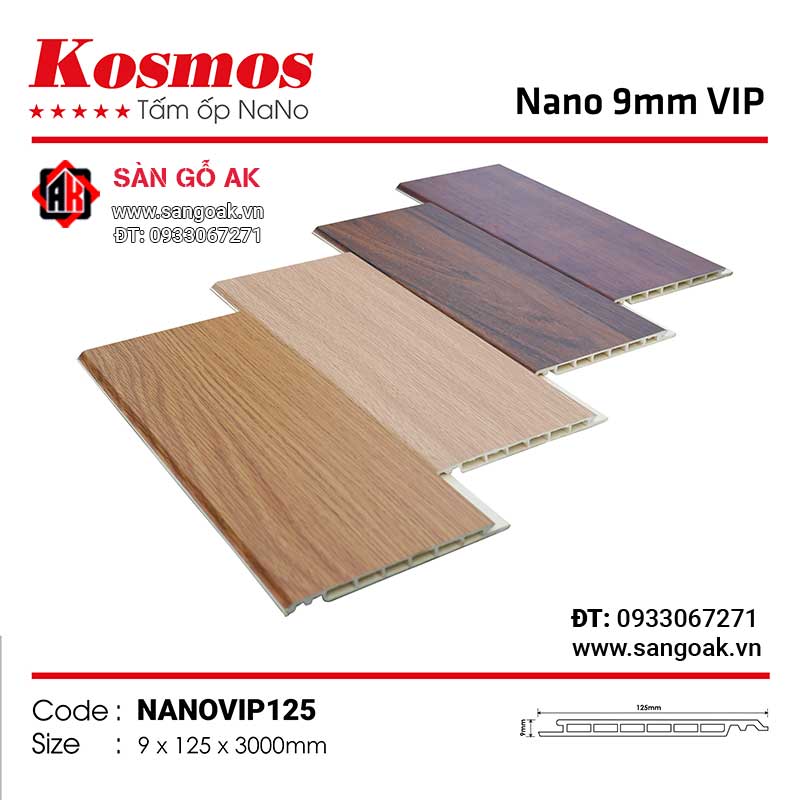 Tấm ốp Nano 9mm PVC VIP 125 Kosmos OP125-008